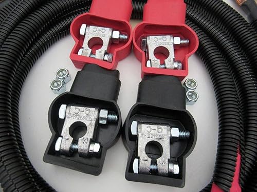 Miniatura 3 de Kit Custom Battery Cables fabricado en Estados Unidos compatible con Ford F250, F350, F450 Truck Excursion 7.3L Powerstroke Diesel 1987-1997