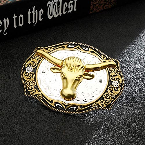 Huabola Calyn 2 Pieces Longhorn Bull Belt Buckle Cowboy Belt Buckles Western Rodeo Bull Buckle For Men #TOP3