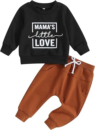 YINGISFITM Conjunto de sudadera de manga larga con cuello redondo y pantalones para niños pequeños, para otoño e invierno