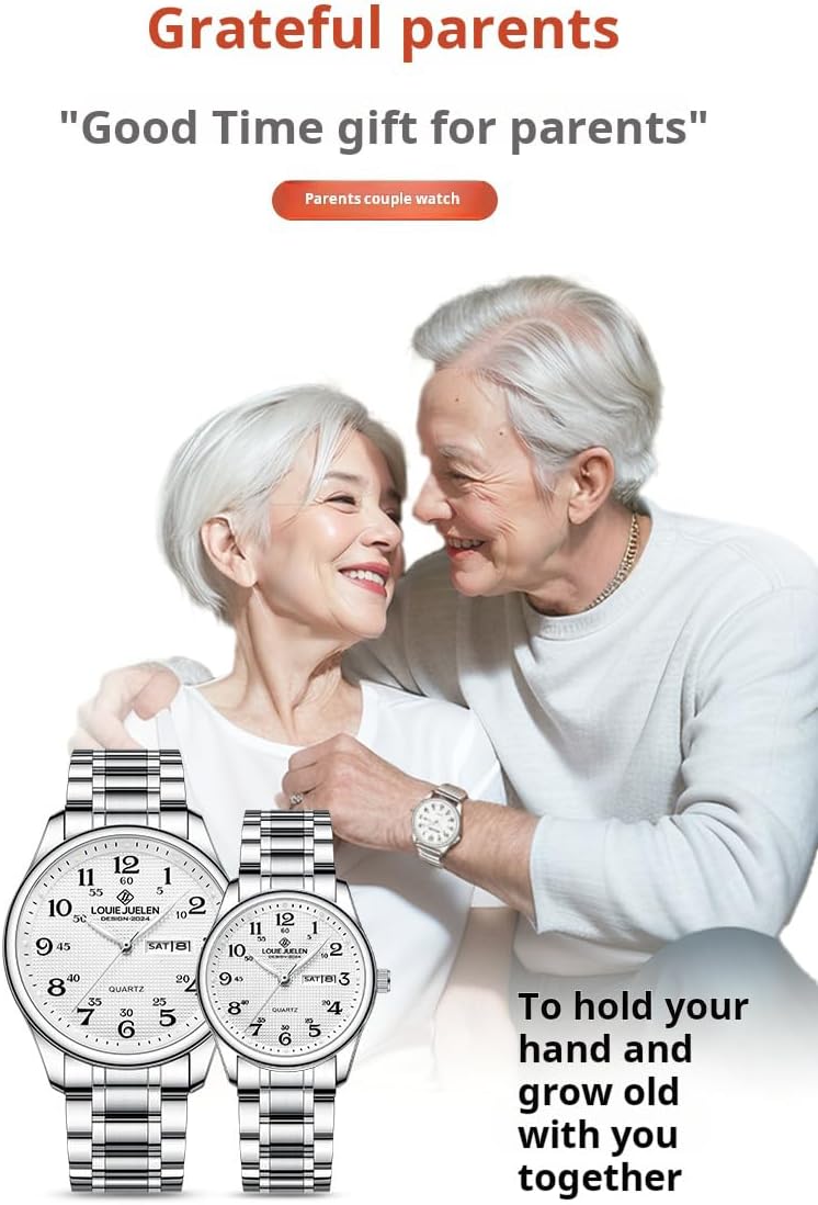 FANMIS Ultra Thin Easy-to-Read Analog Watch for Seniors with Stainless Steel Expansion Band Large Numerals Waterproof Luminous Elastic Band Watch