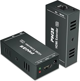 164ft/50m HDMI Extender Over Cat5e/6/7 Cable, HDMI Over Ethernet 1080P@60Hz, 3D Full HD Uncompressed Transmit, Support EDID and POC Function (Transmitter and Receiver)