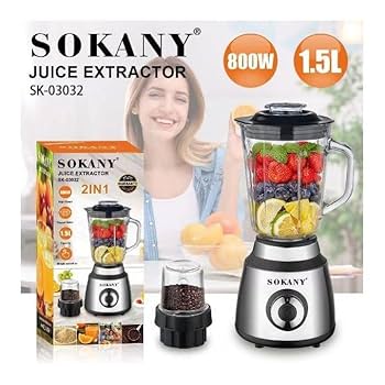 キッチン家電 SOKANY Multi-Purpose Blender SK-03012 Blender 2 in 1 Stainless Multi-purpose With Mill 3 Speed