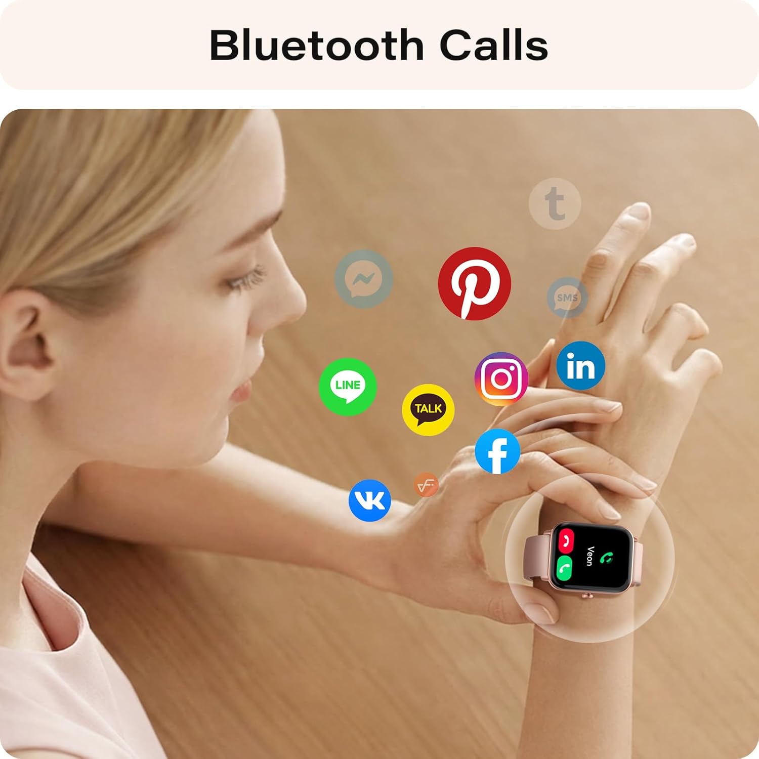 WNH Smart Watch for Women Android & iPhone, 1.8" Touch Screen Fitness Tracker with Alexa, Call & Notification Alerts, Heart Rate/Sleep/SpO2 Monitor, IP68 Waterproof, 120+ Sport Modes (Pink)