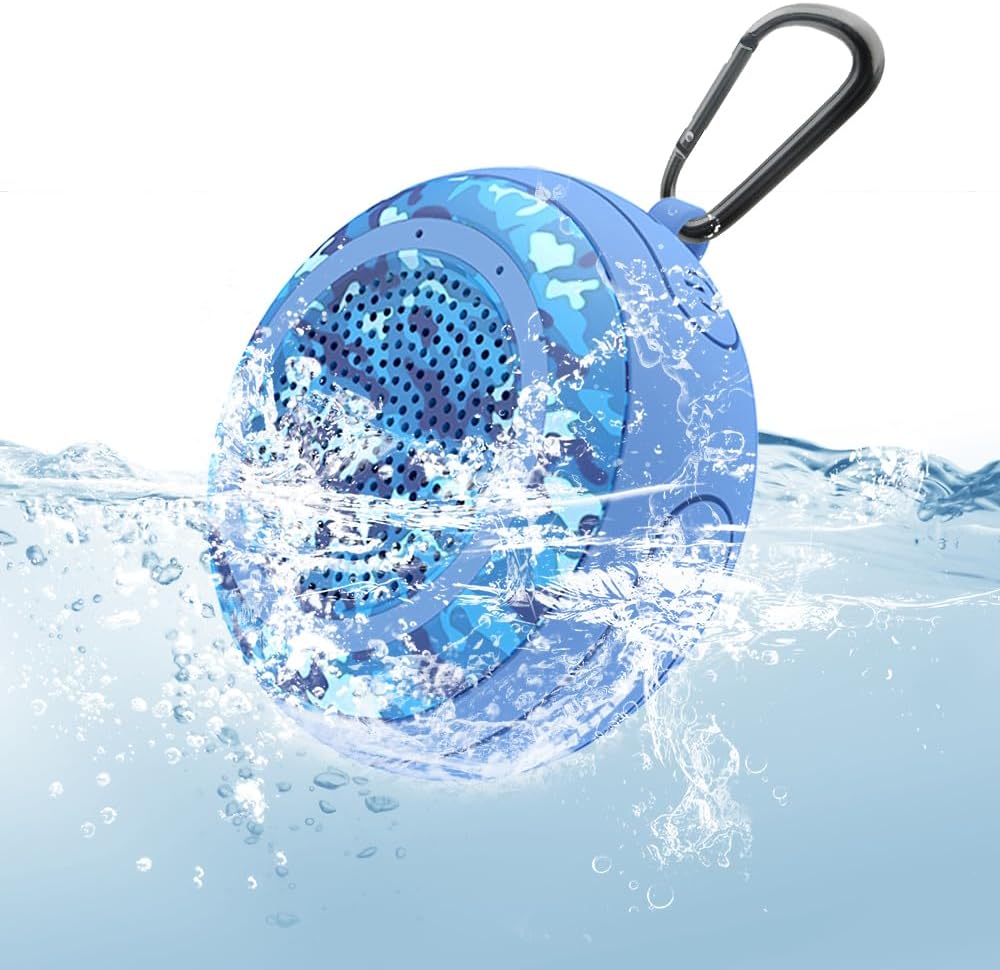 CYBORIS Small Portable Bluetooth Speaker, Portable Shower Speakers IPX7 Waterproof Wireless Floating Pool Mini Outdoor Speakers Handsfree with Built-in Mic for Hot Tub, Swimming, Beach, Boating
