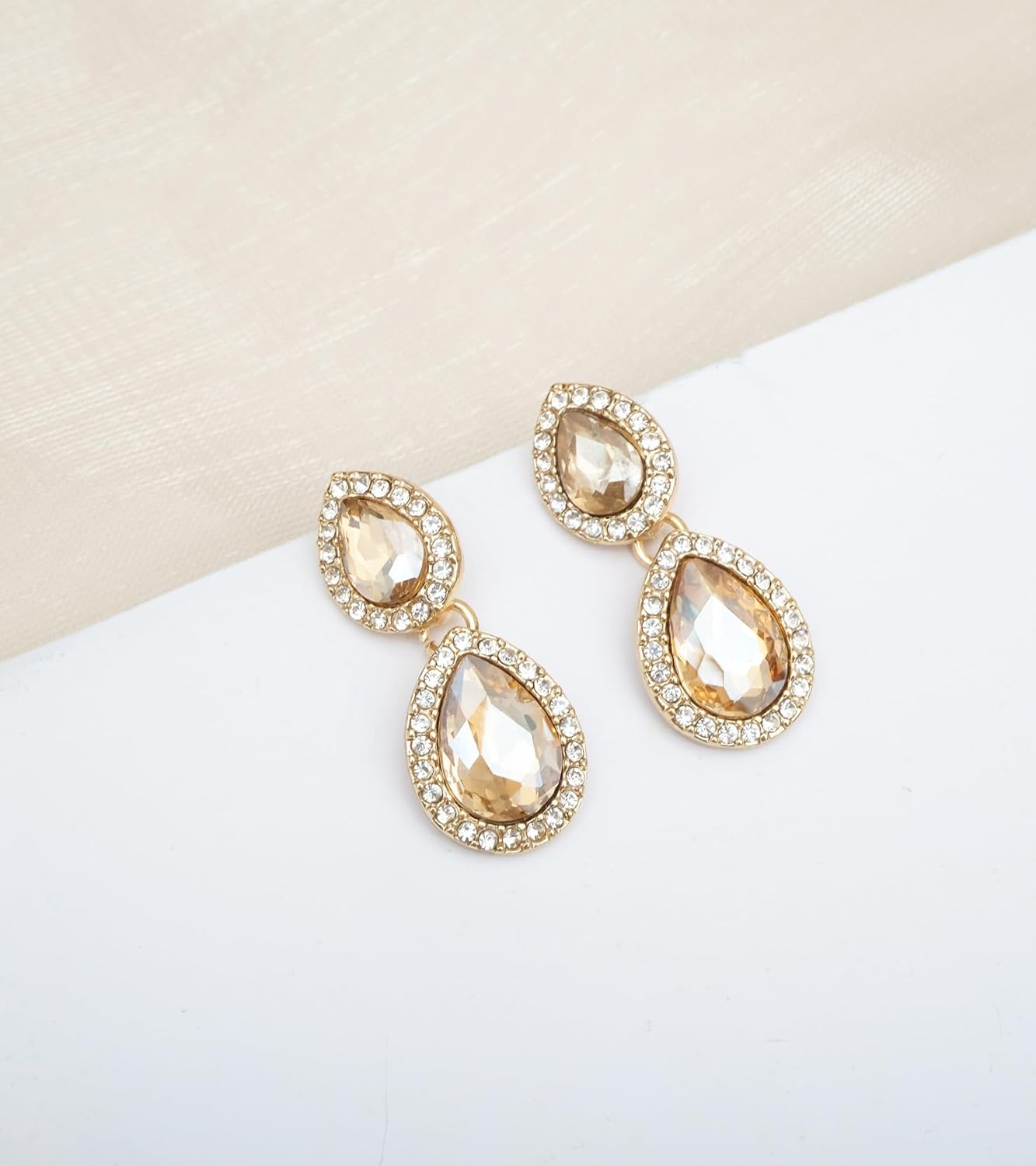 CSY Women's Elegant Teardrop Crystal Necklaces Dangle Earrings Bracelet Jewelry Sets for Brides Bridesmaids - Image 6