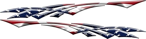 Miniatura 2 de 2 calcomanías laterales de la bandera estadounidense para automóvil, camión, rayas gráficas, vinilo #B1288 Bandera de Estados Unidos (6 pies de