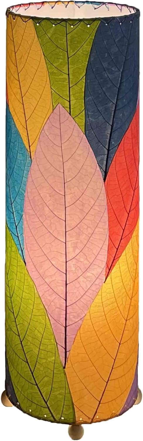 Eangee Home Design 24 Inch Cocoa Leaf Cylinder Table Lamp Multi Shade Made of Real Cocoa Leaves 8 Inches x 8 Inches x 24 Inches Height (307 t m)