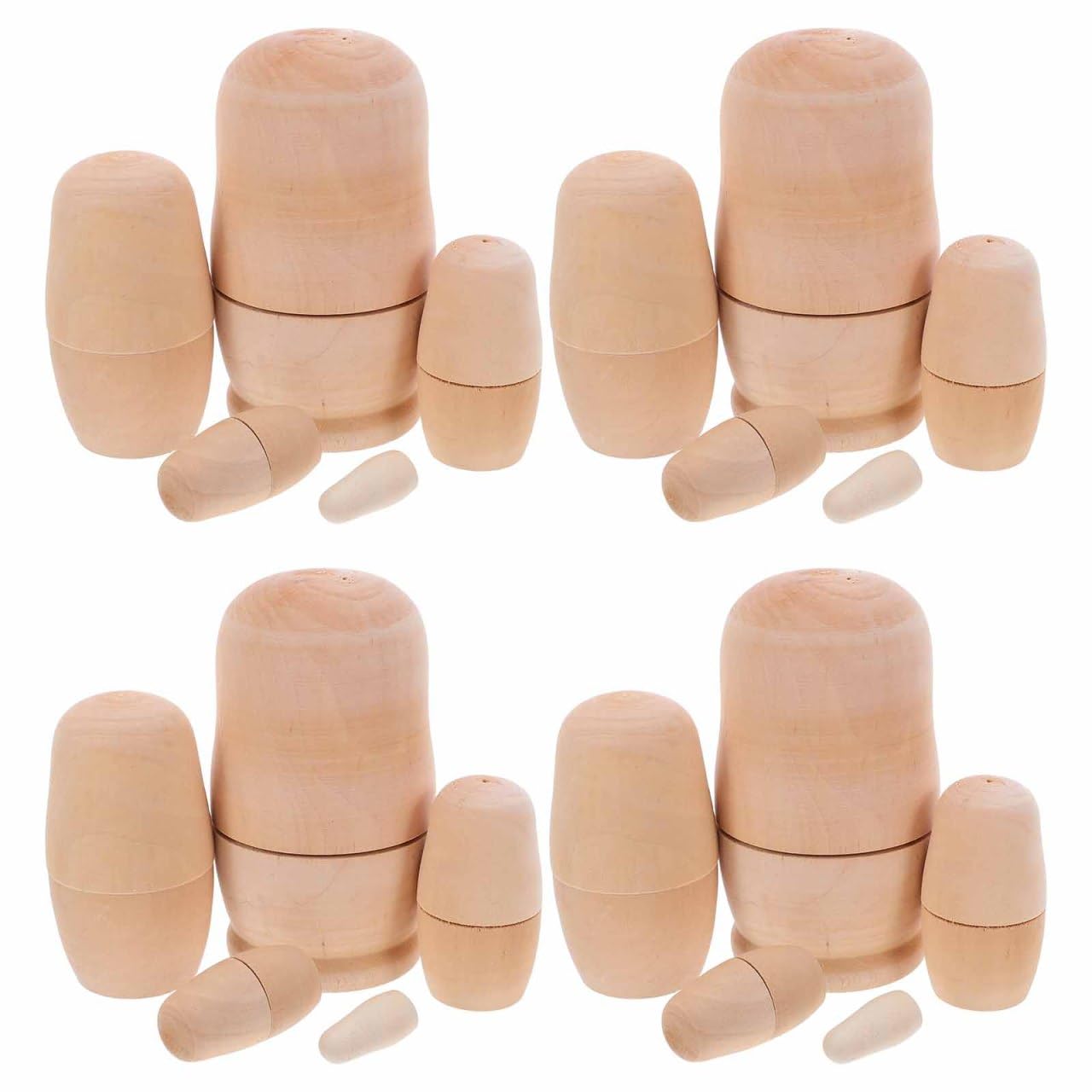 ibasenice Muñecas rusas sin pintar 4 juegos de muñecas rusas sin pintar muñecas vacías sin terminar DIY 5 muñecas de anidación de matryoshka personalizar crea tu propio juego de muñecas de madera