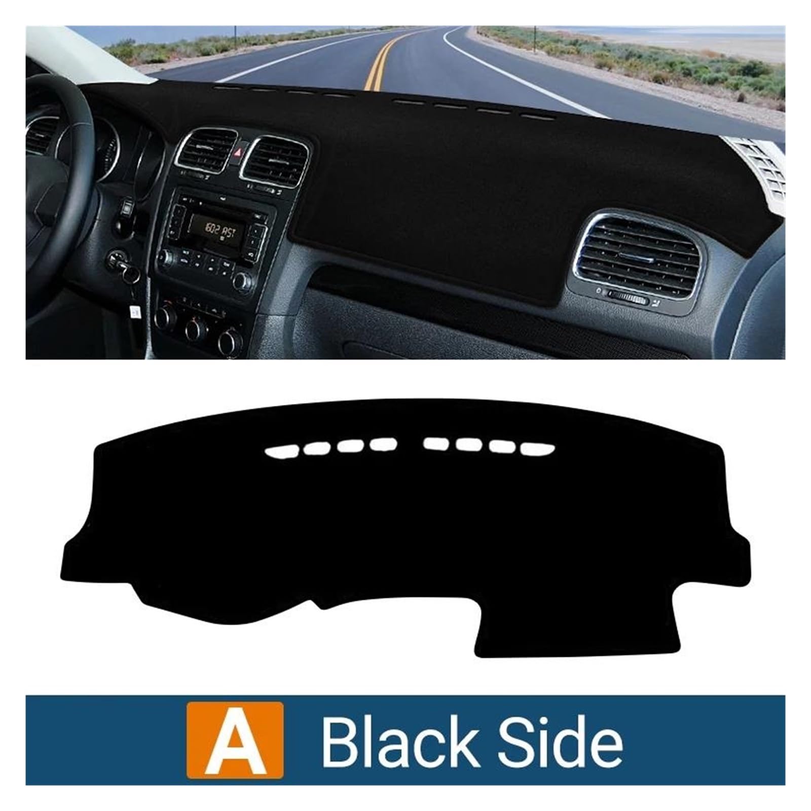 Per Go&lf 6 MK6 2008 2009 2010 2011 2012 Cruscotto dell'auto Evitare la copertura della luce Tappetino antiscivolo Strumento Tappeti Copri Cruscotto(A Black Side)