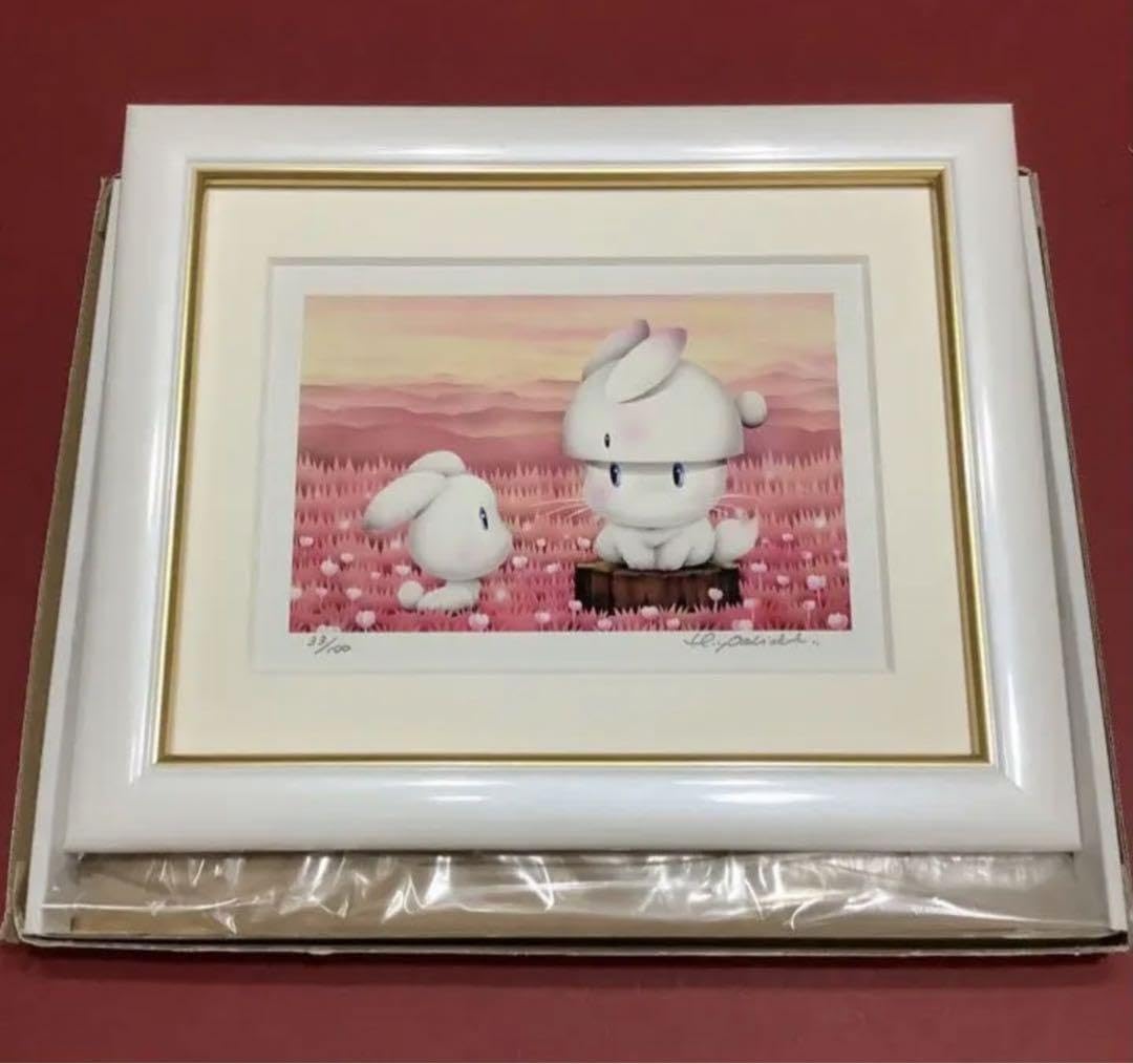 Amazon.co.jp: 絵画額縁版画芳岡 ひできRabbit？美術品インテリア