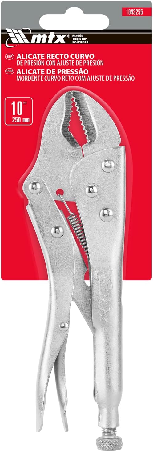 MTX Alicate de Pressão 10" (250 mm) Mordente Curvo – Ferramenta Profissional de Alta Resistência