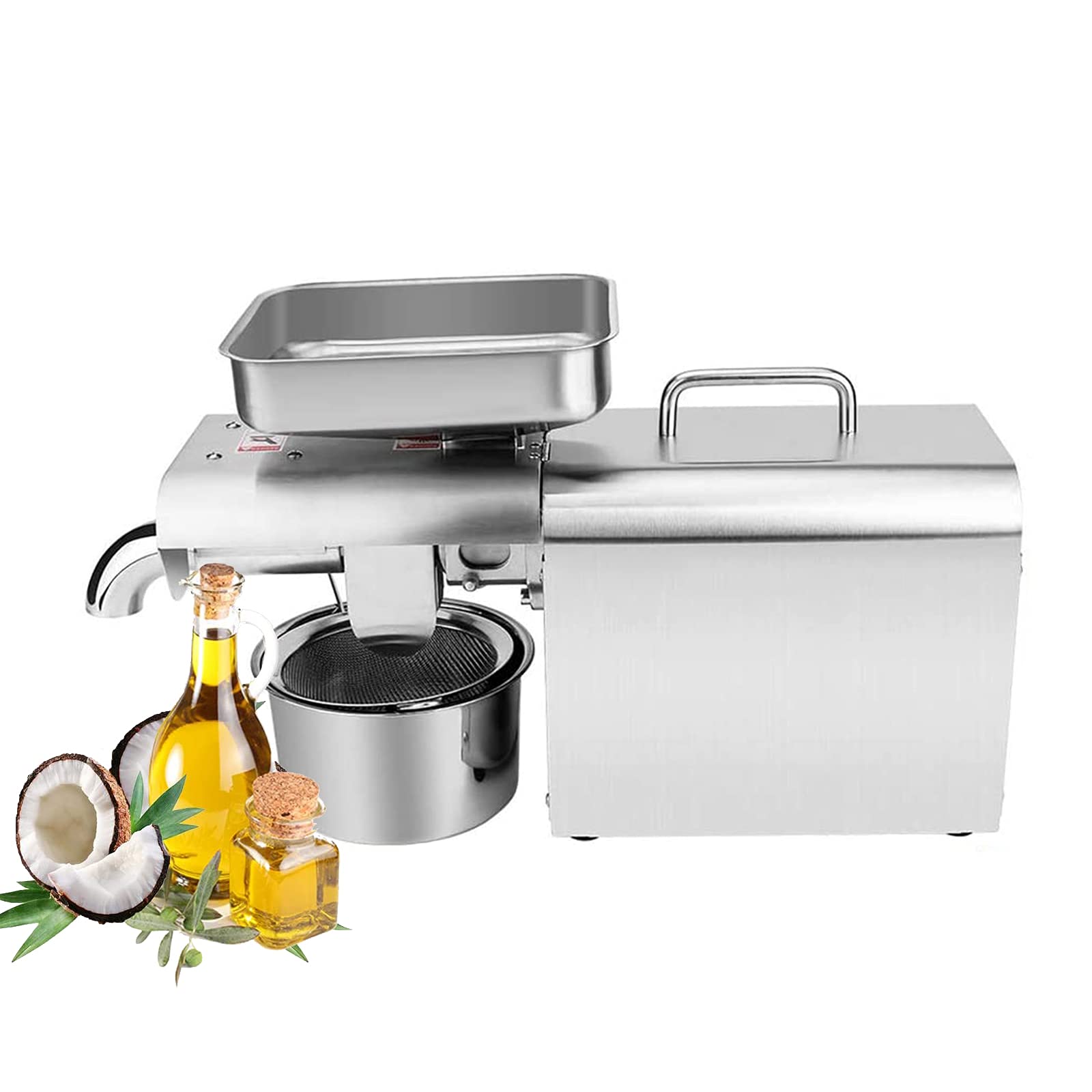 MYUYEE Automatic Oil Press Machine Stainless Steel Household 500W Oil Press Electric Oil Making Machine Suitable For Peanut Pecans Linseed Rapeseed Soybean,