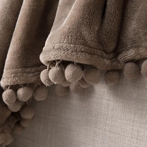 Miniatura 6 de MIULEE Manta de vellón para bebé con borla de pompón para niños, niñas, bebés, recién nacidos, manta acogedora de franela suave, mullida, decoración