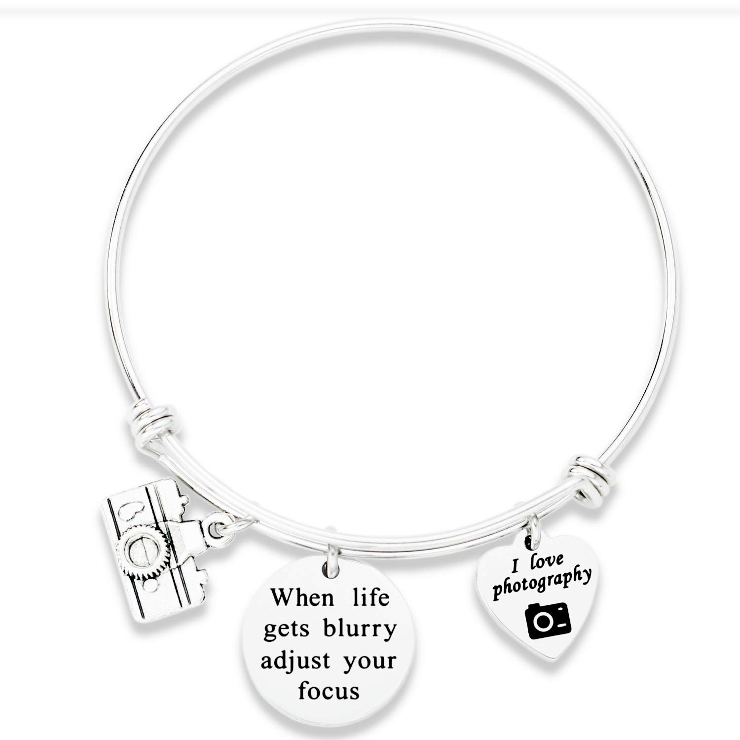 HUTIMY Photograph Gifts Bracelet for Women Jewelry for Photographer When Life Gets Blurry Adjust Your Focus Camera Charm Bracelet