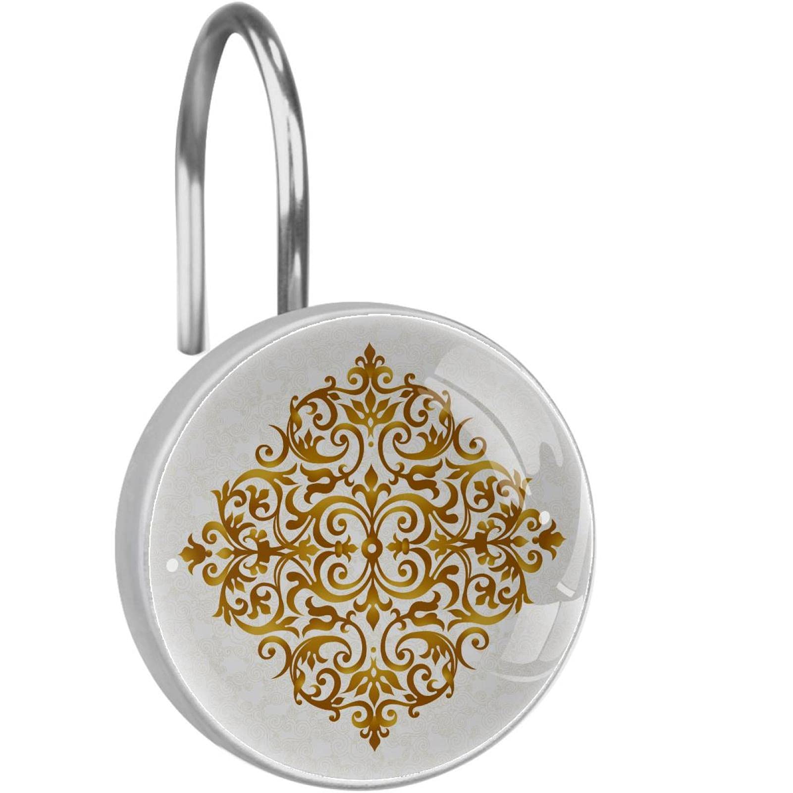 Crochets de rideau de douche anti-rouille acier inoxydable fleur transparente