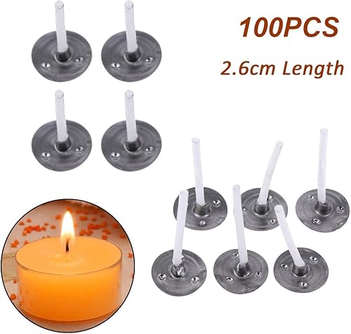 Miniatura 7 de 100 mechas de té de bajo humo, pestañas de mecha preenceradas de 1 pulgada para fabricación de velas de cera de soja, algodón puro, sin humo