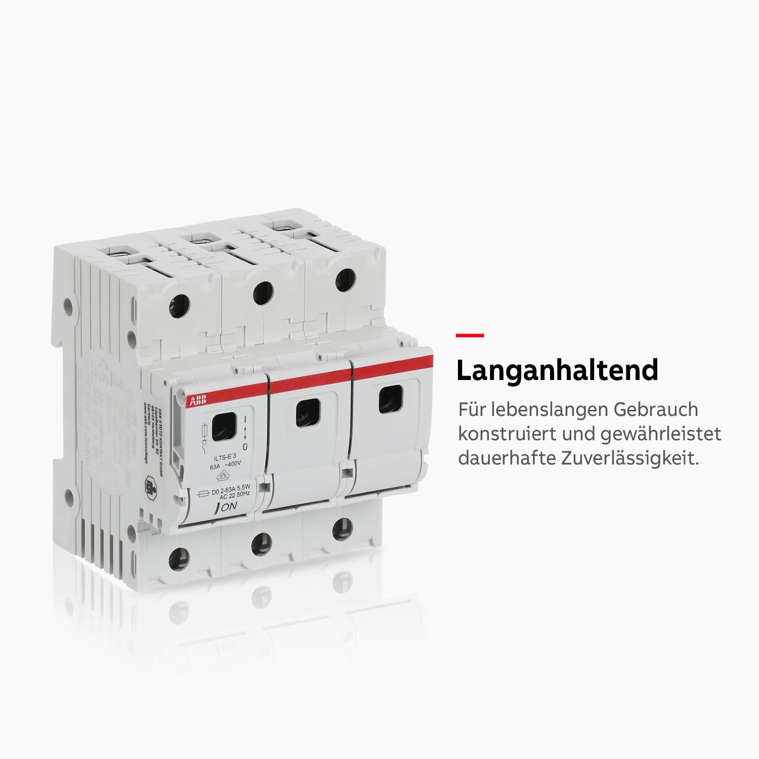 ABB ILTS-E Lasttrennschalter für Sicherungseinsätze D0 2-63 A • Einschubtechnik • 3-polig • 63 A • 400V • IP20 • Einrastmechanismus • Unverlierbarer Sicherungseinsatzhalter