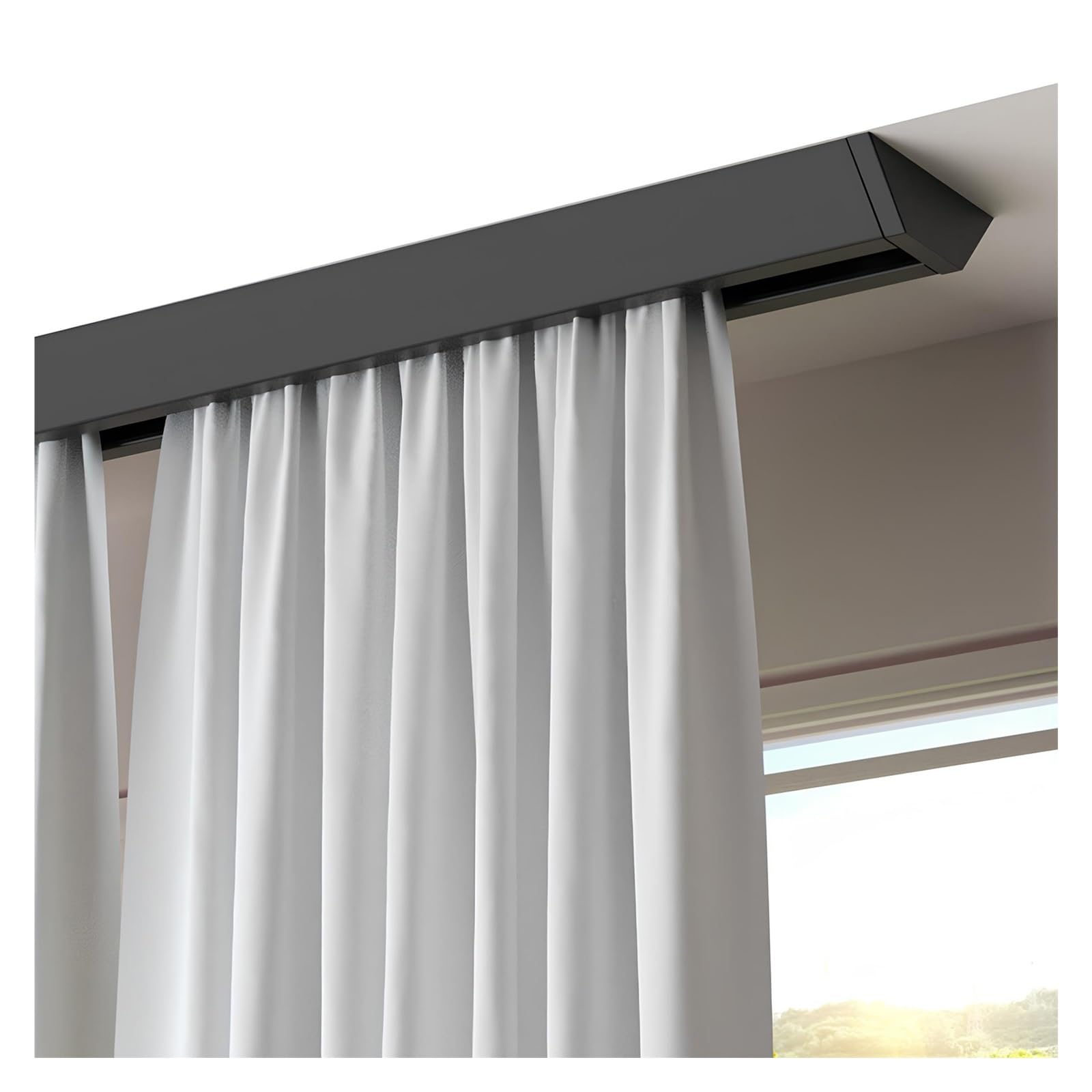 WQPMNYG Silent r Ceiling Track Rod9.8ft Aluminum Rail for Inward Opening Curt No Brackets Invisible Mounting Ideal for RV Bay Windows (Black)