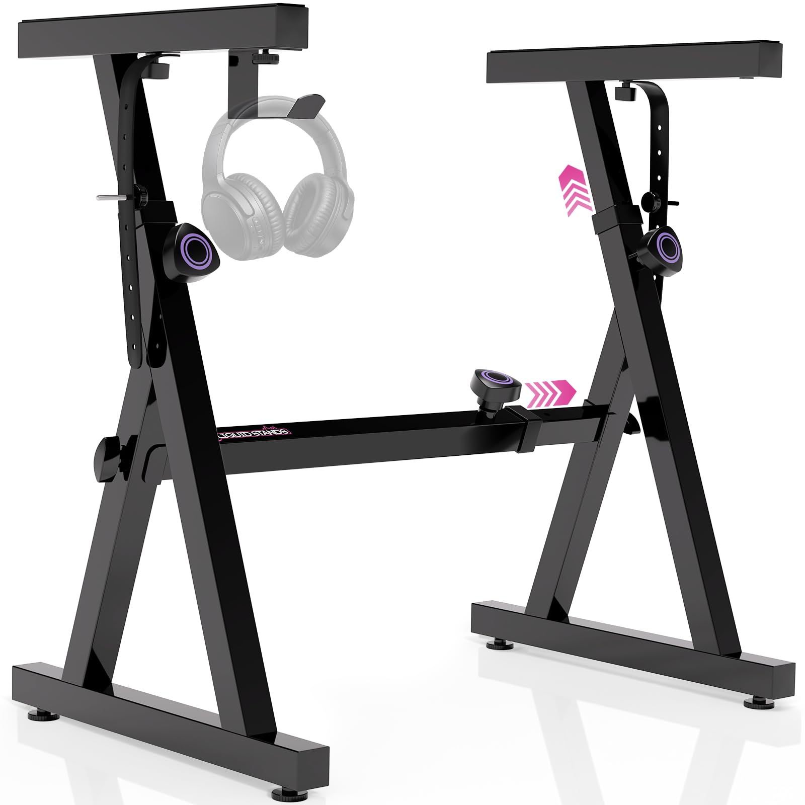 Liquid Stands Piano Keyboard Stand - Z Style Adjustable and Portable Heavy Duty Music Stand for Kids and Adults -Fits 54-88 Key Electric Pianos - Sturdy Musical Keyboard Stand (Black)