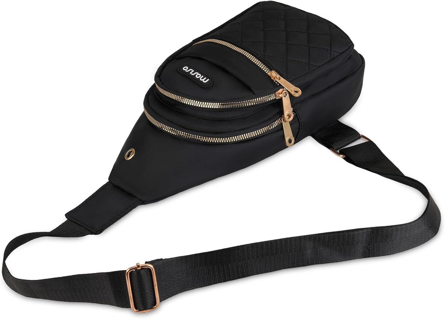 MOSISO Rhombus Quilted Small Sling Backpack Crossbody Sling Bag with Front Horizontal Pocket&Bike Rack Bag with 2 Removable Panniers, Waterproof Bike Trunk Cooler Storage Handbag, Black