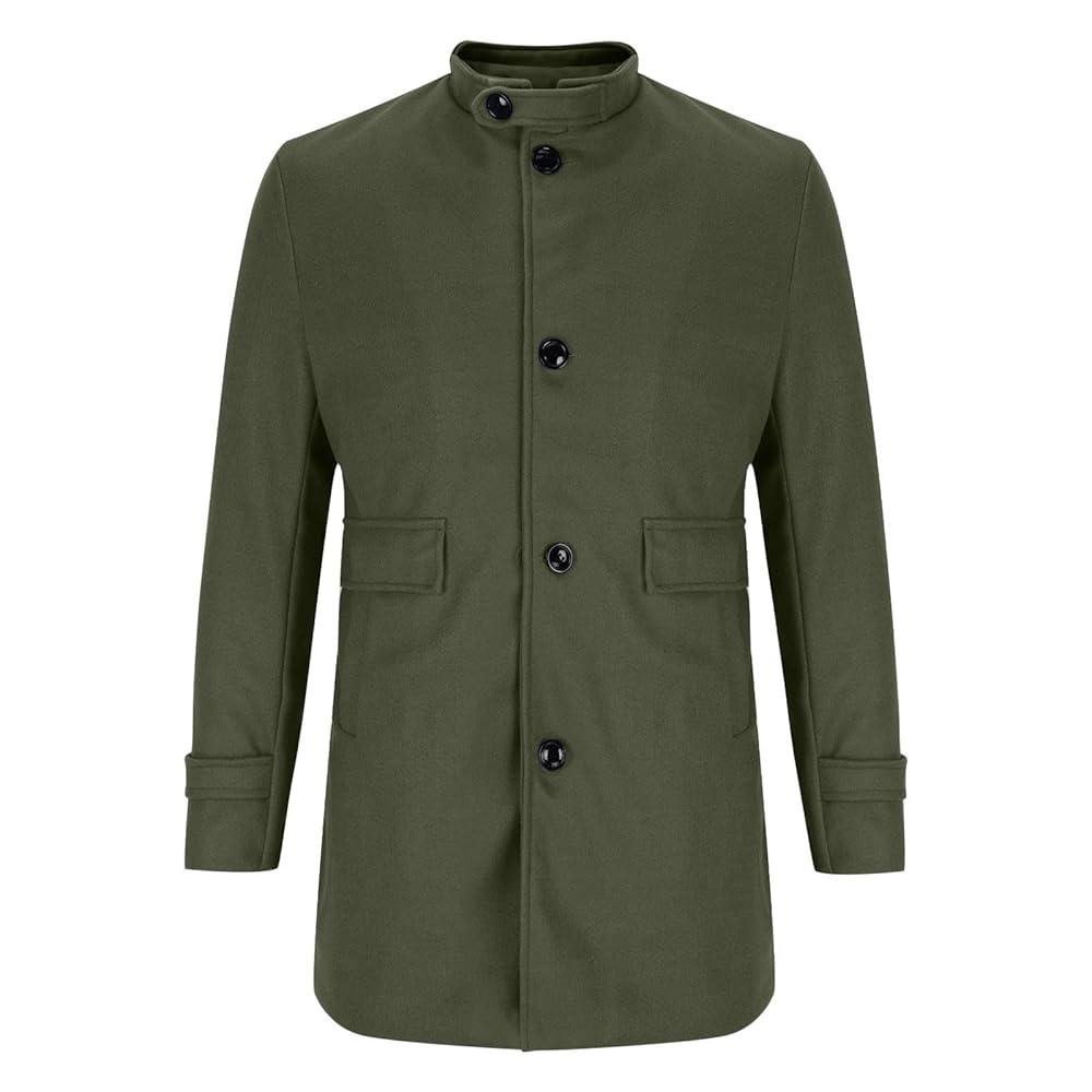 Men's Fashionable Stand-Up Coat Long Sleeve Button Down
