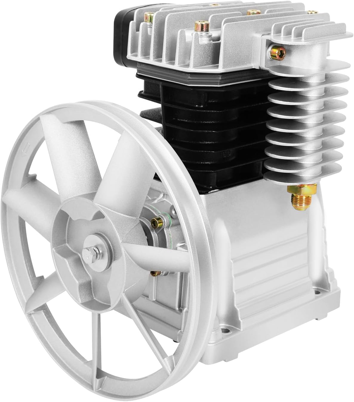 Air Compressor Pump Head, 3HP Industrial Compressor Head Pump, High-Spped Single Stage Twin Cylinder Aluminum Air Compressor Head Piston Style Splash Lubrication Pump