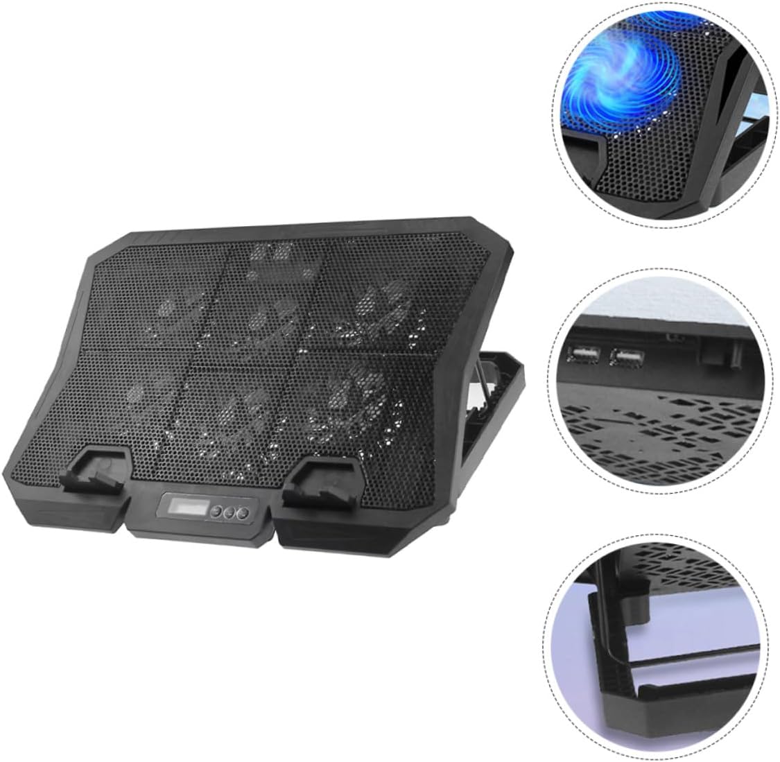 VANZACK Laptop Cooling Pad with Quiet Fan 15.6-inch Adjustable Speed Laptop Stand Cooler for Gaming and Work Blue LED Light for Heat Dissipation