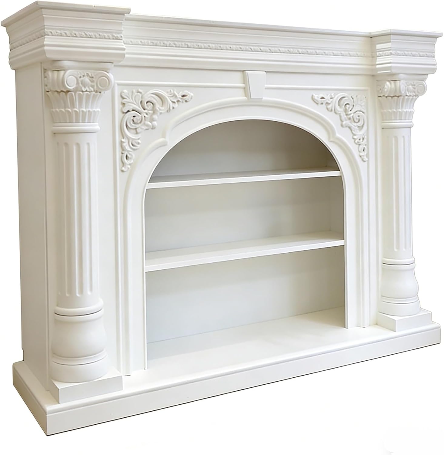 Fireplace Mantel French Style Solid Wood Carved Fireplace Mantel Ornate Decorative Surround Decorative(Medium)