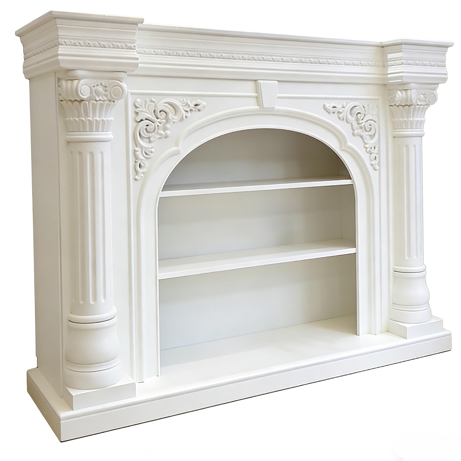 Decorative French Style Solid Wood Carved Fireplace Mantel Ornate Decorative Surround(Large)