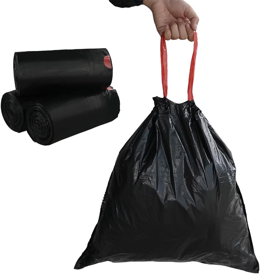 Begale 7 Gallon Drawstring Trash Bags, Black, 110 Counts