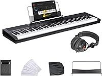 Vista 11 de Artesia Teclado de piano digital portátil de 61 teclas con teclas semipesadas de tamaño completo, paquete para principiantes con pedal de sustain