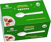 GreenWorks Heavy-Duty Compostable Spoons, BPI Certified, 100 Count Eco-Friendly Disposable Cutlery