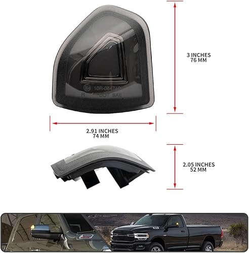 Miniatura 7 de 2 piezas de luz LED ámbar para espejo, luz de señal de giro para Dodge Ram 1500 2021 2022 2023, para Ram 1500 Classic 2022 2023, para Ram 2500 3500