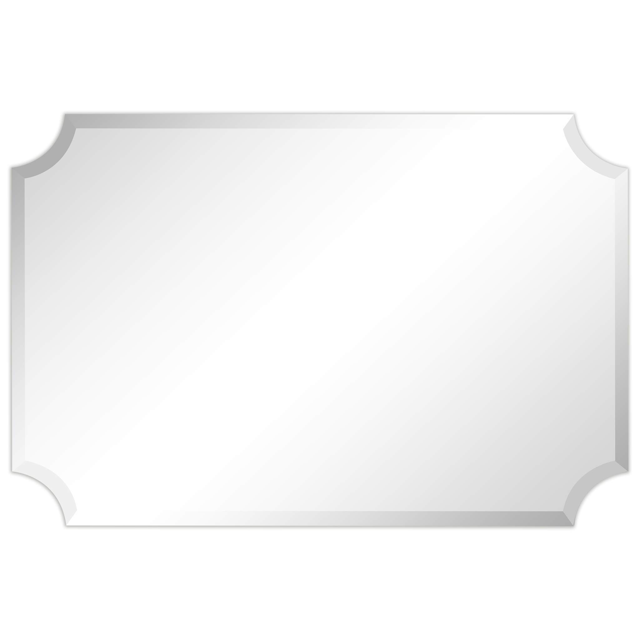 Empire Art Direct Wall, Frameless Rectangle Scalloped, 1"-Beveled Edge Modern Mirror for Bathroom,Vanity,Bedroom,Ready to Hang, 24" x 36", Clear