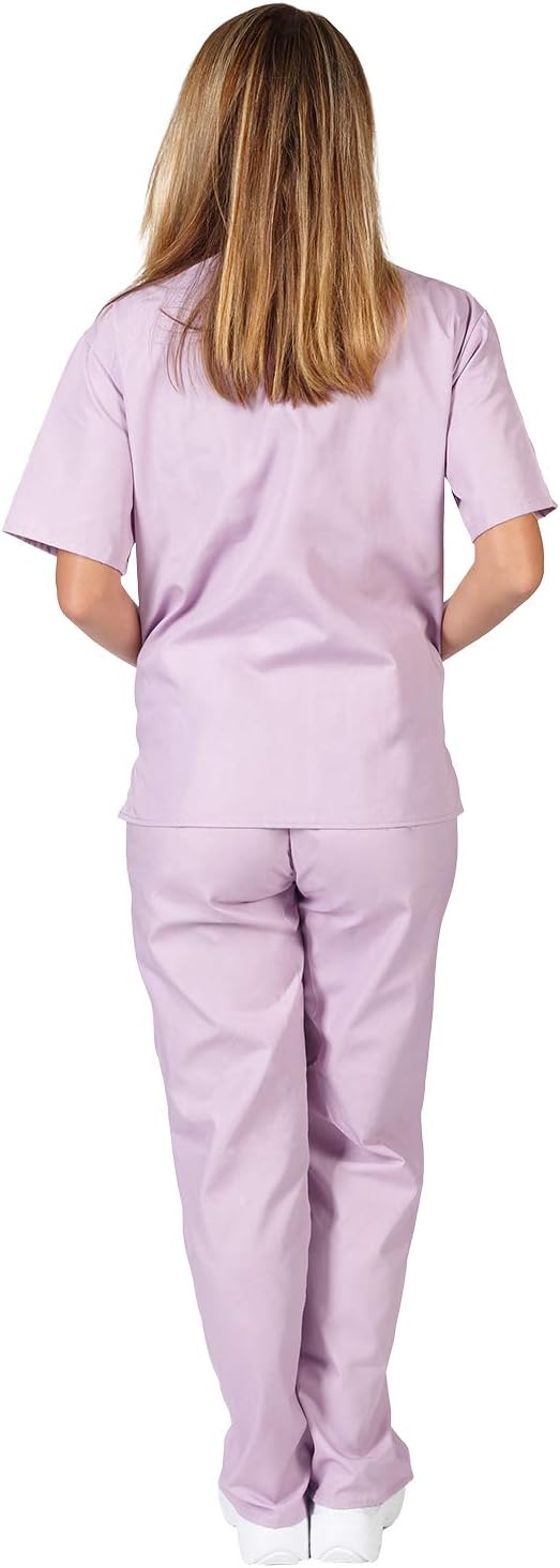 M&M SCRUBS Women Scrub Set V-Neck Medical Scrub Tops and Drawstring Pants - Pack of 6 Set