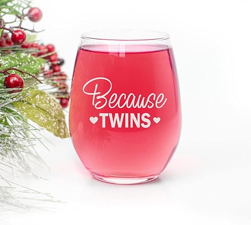 Miniatura 2 de HTDesigns Copa de vino Twin Mom - Copa de vino divertida para mamá de gemelos - Madre de gemelos - padres de gemelos - Porque los gemelos viajan