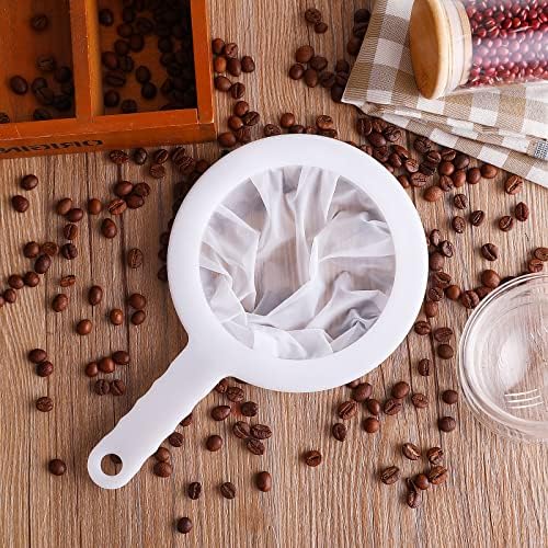 Grevosea 2 Pack Fine Mesh Strainers, Small Strainers for Kitchen Ultra-fine Nylon Mesh Sieve Colander-Skimmer with Handle Sieve Sifters for Food Tea Rice Coffee Oil Noodles Fruits Vegetable 200 Mesh