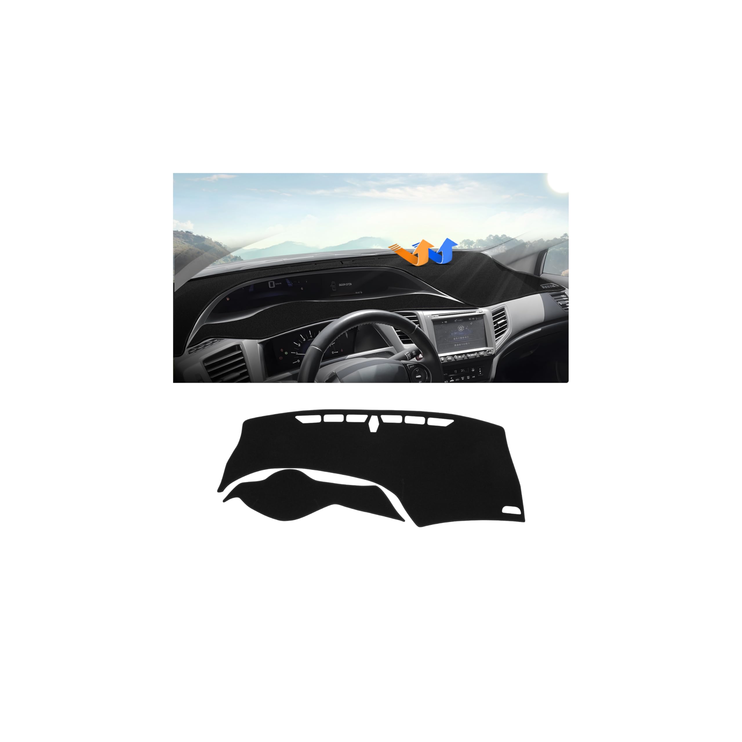 Autorder Dashboard Cover Mat for Honda Civic 2012-2015 Accessories Dash Cover Upgrade Velvet Dash Mat Sunshade Glare UV Rays Protector