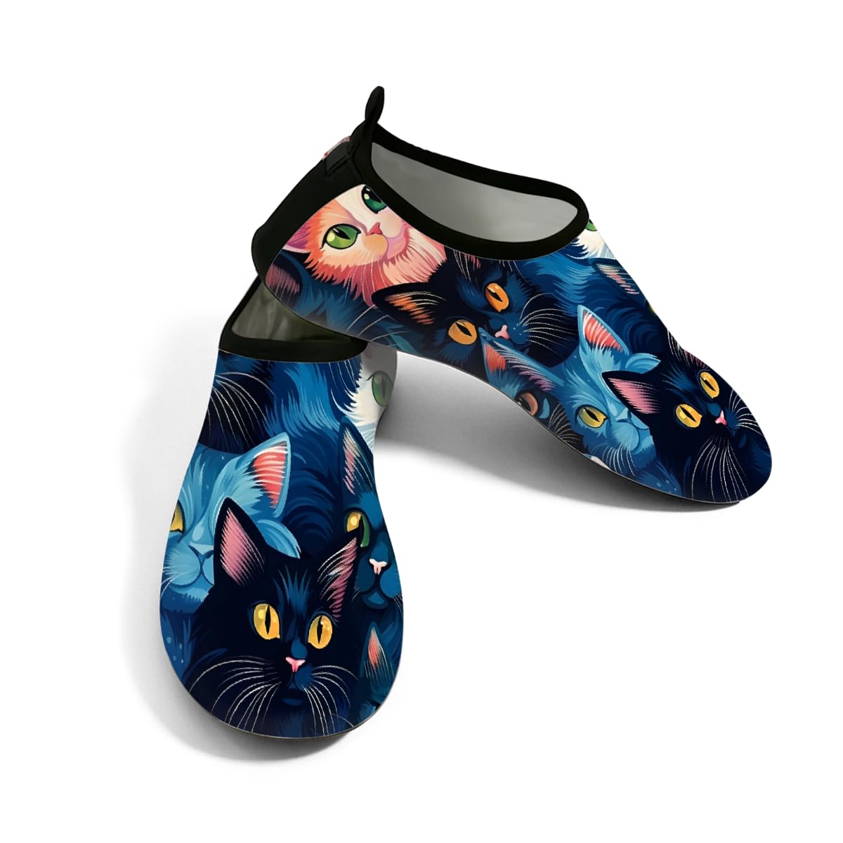 Water Shoes for Women Men Cats Animals Beach Shoes Quick Dry Anti-Slip Barefoot Shoes Swim Aqua Socks Water Park Essentials for Boat, Pool, River, Surf -S Medium