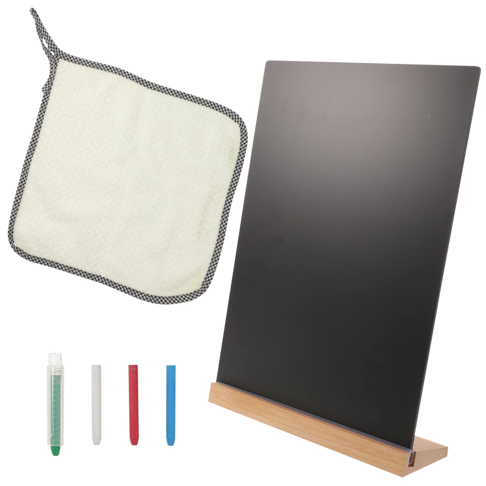 OSALADI 1Set Wooden Double Sided Chalkboard Memo Board Kit with Colored Chalks Erasable Message Sign for Home Market Use