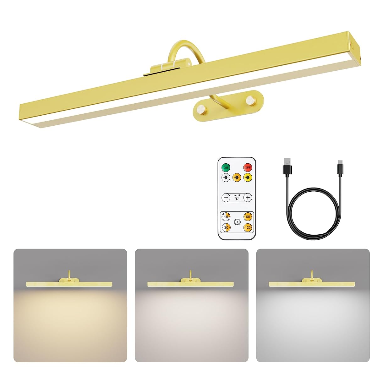 Battery Operated Picture Light, Art Display Light With Timer Stepless Dimming,