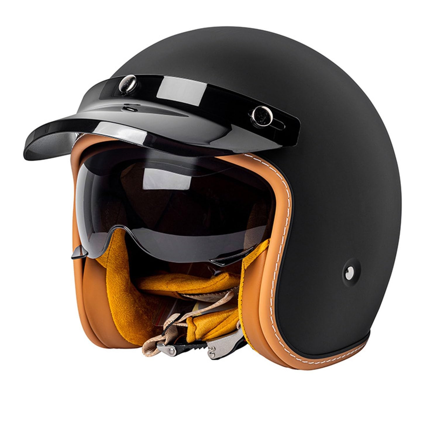 Casco De Motocicleta, Medio Casco Retro De Motocicleta De Cara Abierta 3/4 con Visera, para Hombres Y Mujeres, Scooter ATV Cruiser Casco Aprobado por ECE