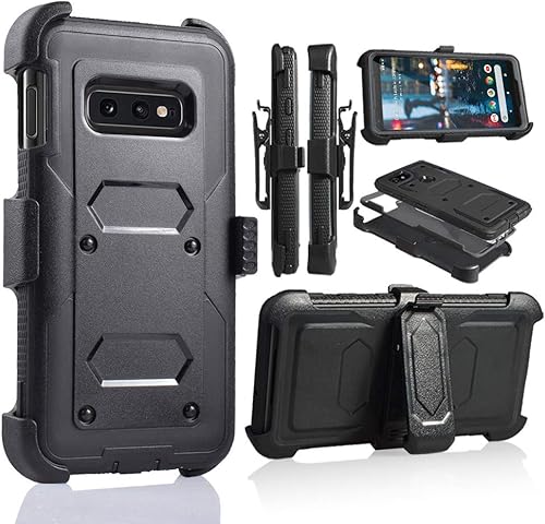 Miniatura 2 de Funda con clip para cinturón de alta resistencia para Samsung Galaxy S10ELte, funda de agarre ultra resistente con soporte y protector de pantalla