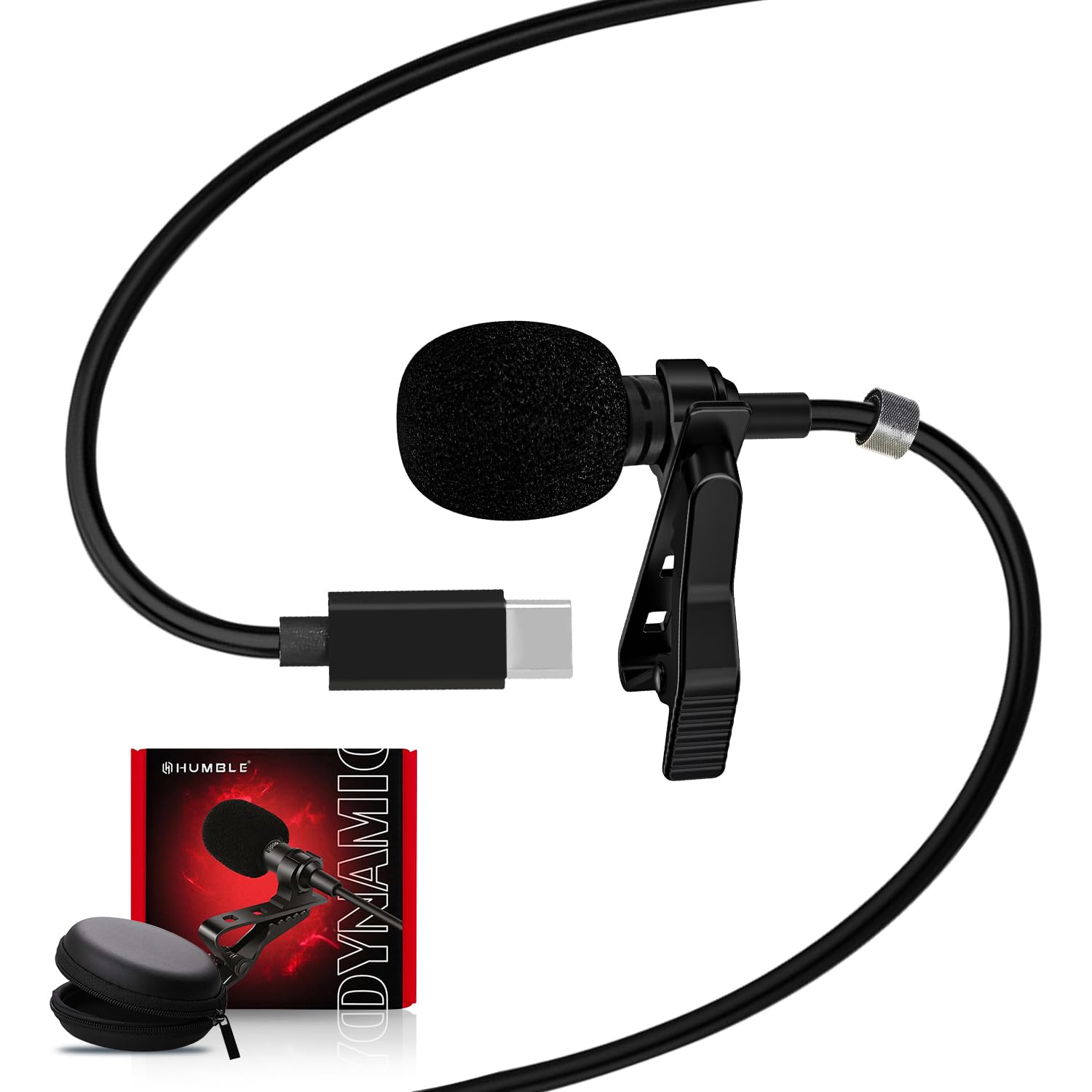 Humble® HB-C01 Lavalier Lapel Condenser Mic for Android, USB Type C Microphone for YouTube Vlogging Facebook Interview Livestream Video Recording and All(1.5 Meter)