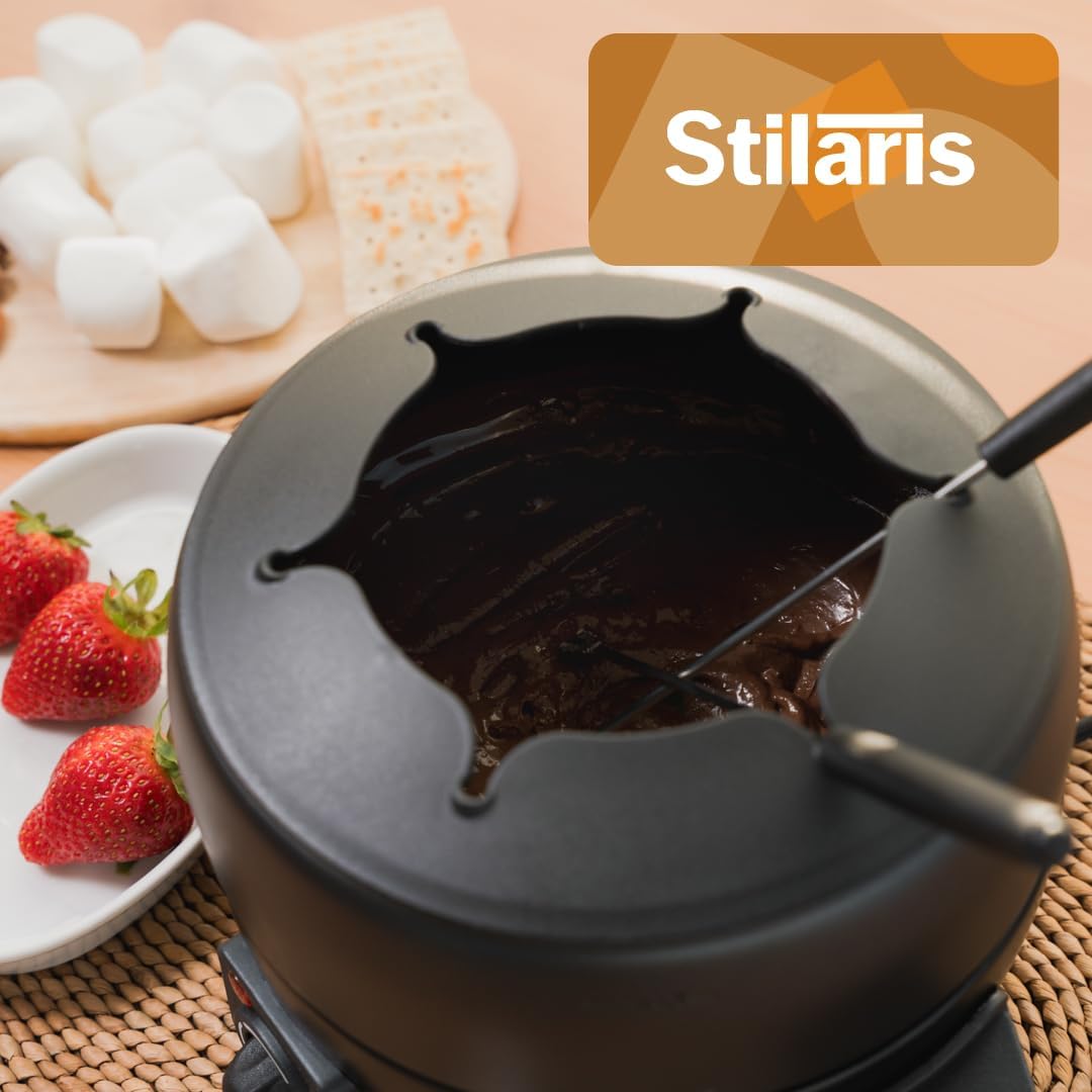 Electric Fondue Pot Set - 2-Liters Black Electric Pot with 6 Stainless Steel Fork - Temperature Control Ideal for Cheese, Caramel, Chocolate - Non-stick and Dishwasher Safe Fondue Pot Set by Stilaris - Image 7