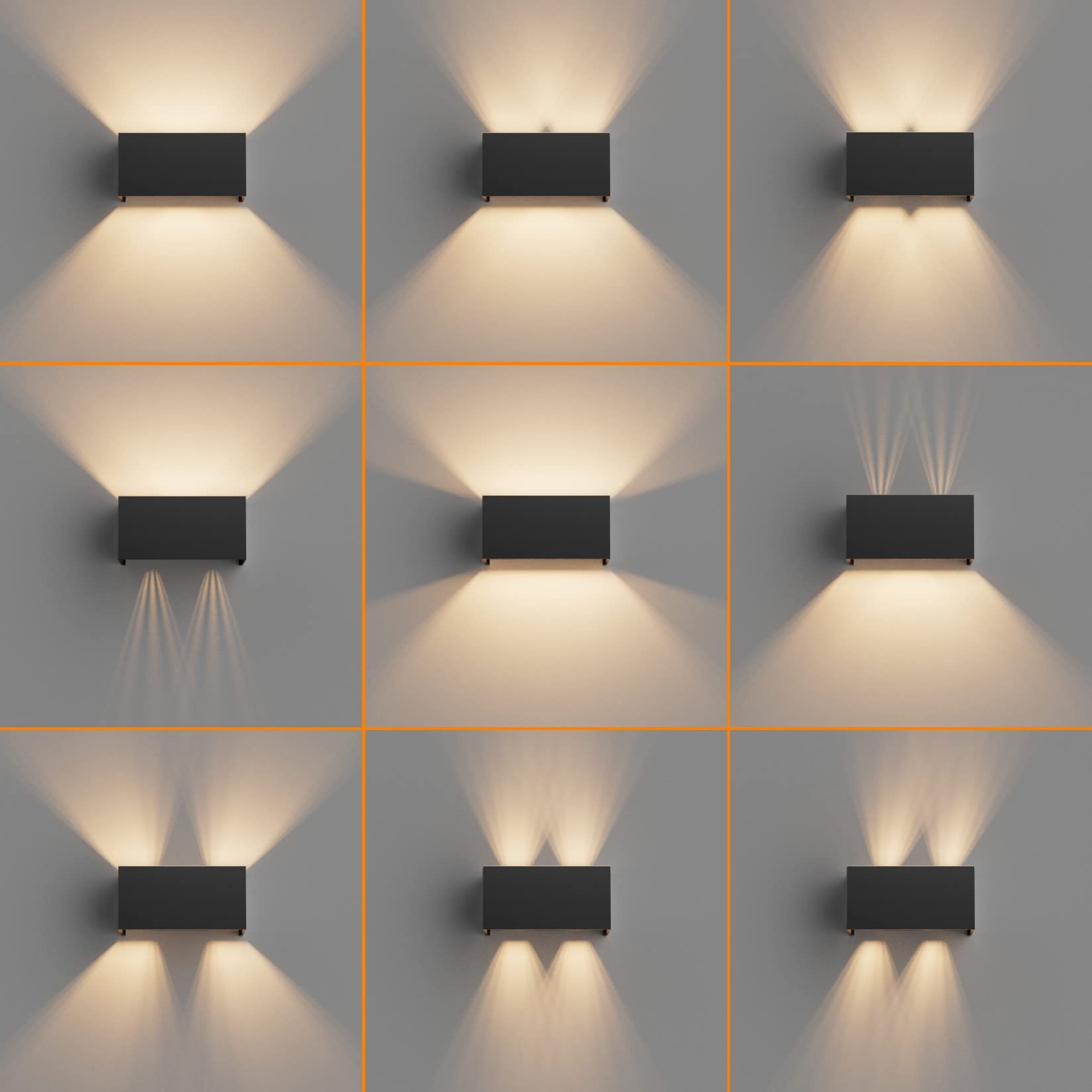 Klighten 2PCS 18W Aplique pared LED Con G9 LED Bombillas Reemplazables, Blanco Cálido 3000K Lampara de pared Interior/Exterior IP54 Ángulo ajustable Lámpara Pared Negro