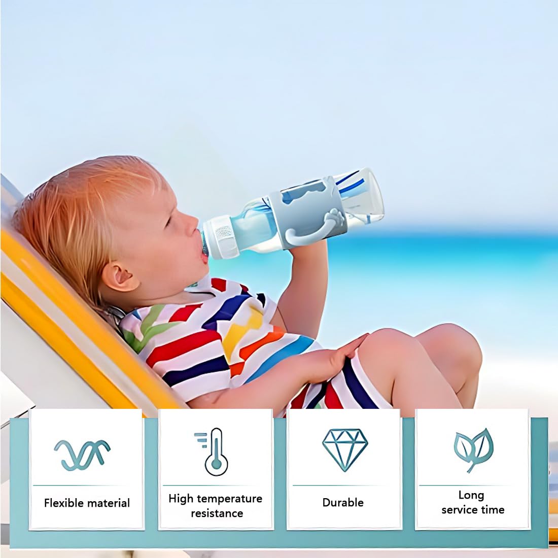 2Pcs Baby Bottle Grip, Silicone Bottle Handle, Wide Neck Baby Bottle Handles, Silicone Baby Bottle Handles With Grip Design