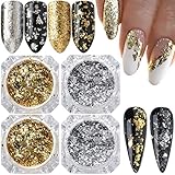 Holographic Nail Foil Glitter Flakes 3D Sparkly Aluminum Foil Flake Gold Silver Nail Glitter Foil Fl