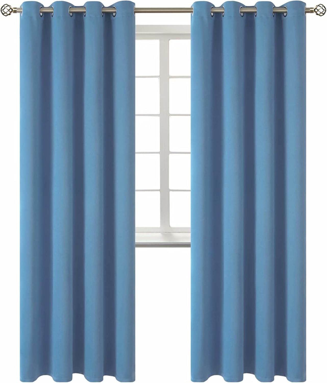 BGment Blackout Curtains for Bedroom - Grommet Thermal Insulated Room Darkening Curtains for Living Room, Set of 2 Panels (52 x 84 Inch, Faded Denim)