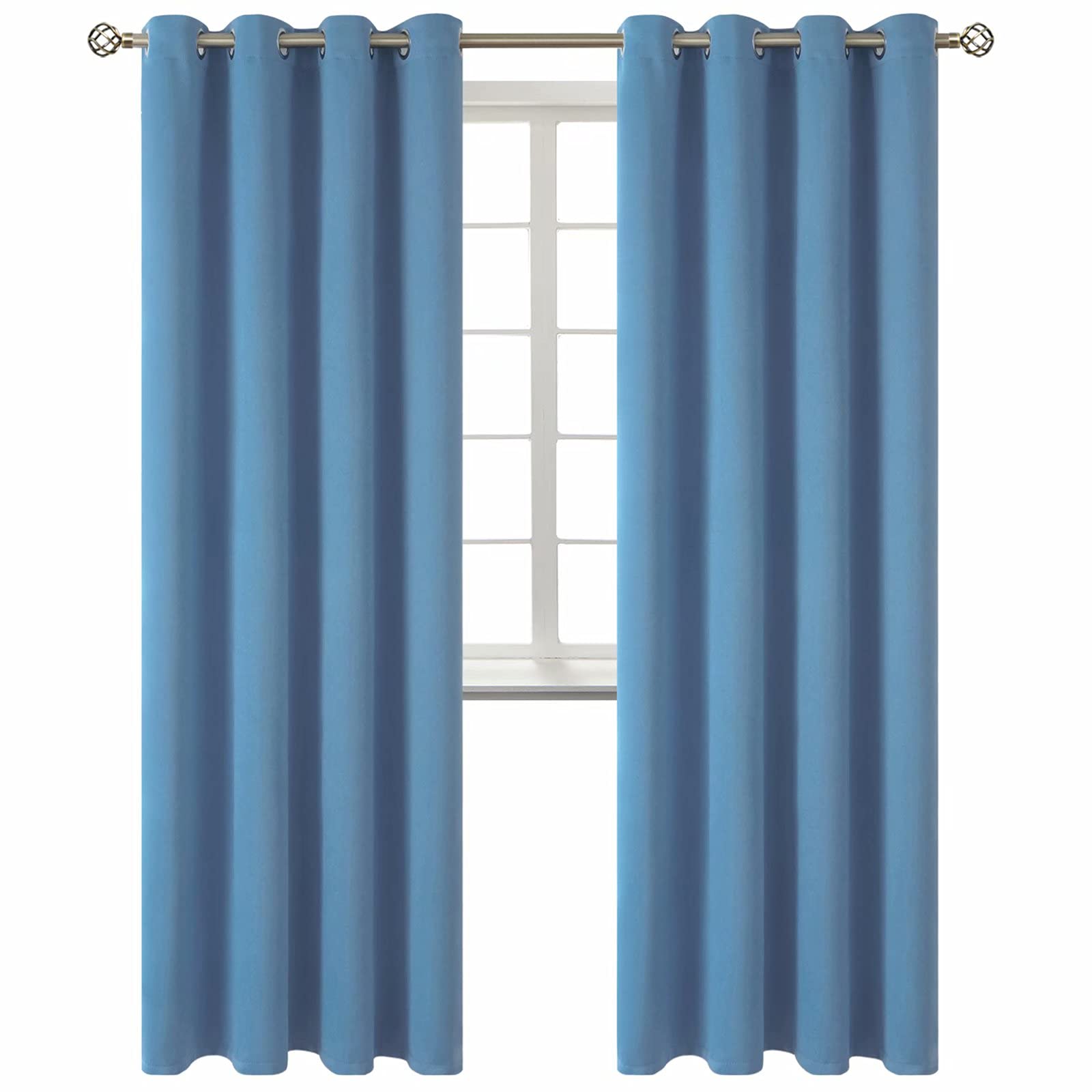 BGment Blackout Curtains for Bedroom - Grommet Thermal Insulated Room Darkening Curtains for Living Room, Set of 2 Panels (52 x 84 Inch, Faded Denim)